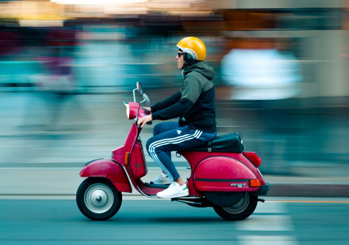 Think bike! Image of a delivery moped