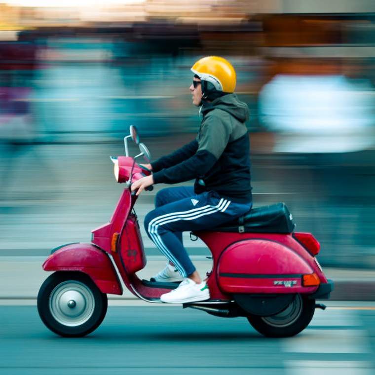 Think bike! Image of a delivery moped